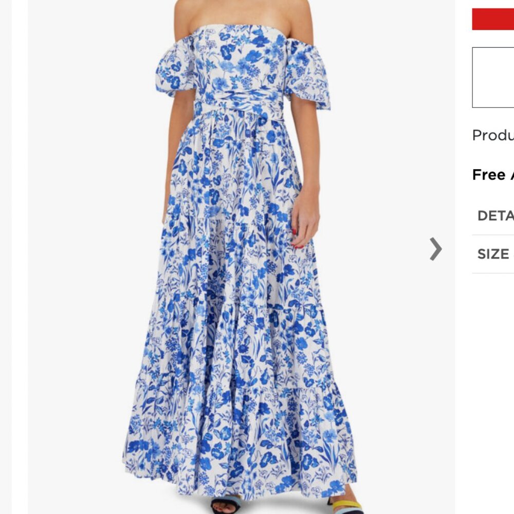 Cara Cara Wethersfield Blue Floral Off-the-Shoulder Dress